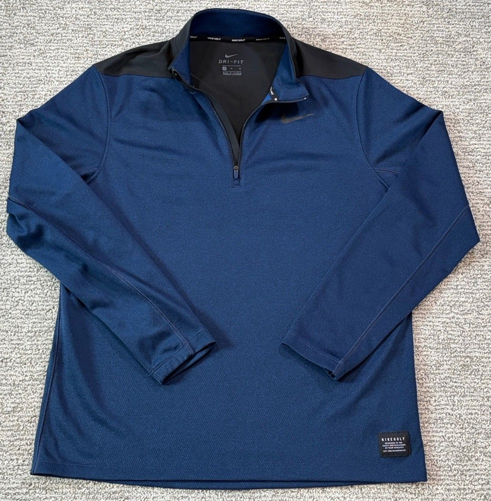 Nike Pullover Mens MediumBlue Golf Dry Core 1/4 Zip Sweater Long Sleeve Stretch