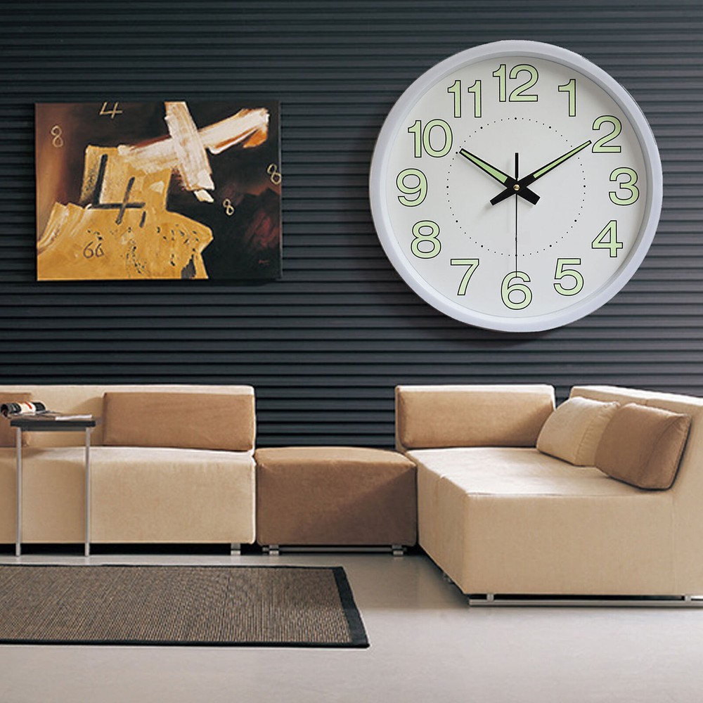 12 Inch Luminous Wall Clock Minimalist Round Quartz Clock for Bedroom Living