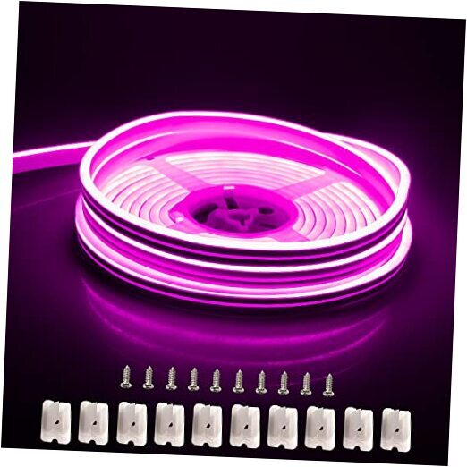 Neon Lights Strip 12V LED Neon Rope Light 16.4FT LED Neon Light（No Power Pink