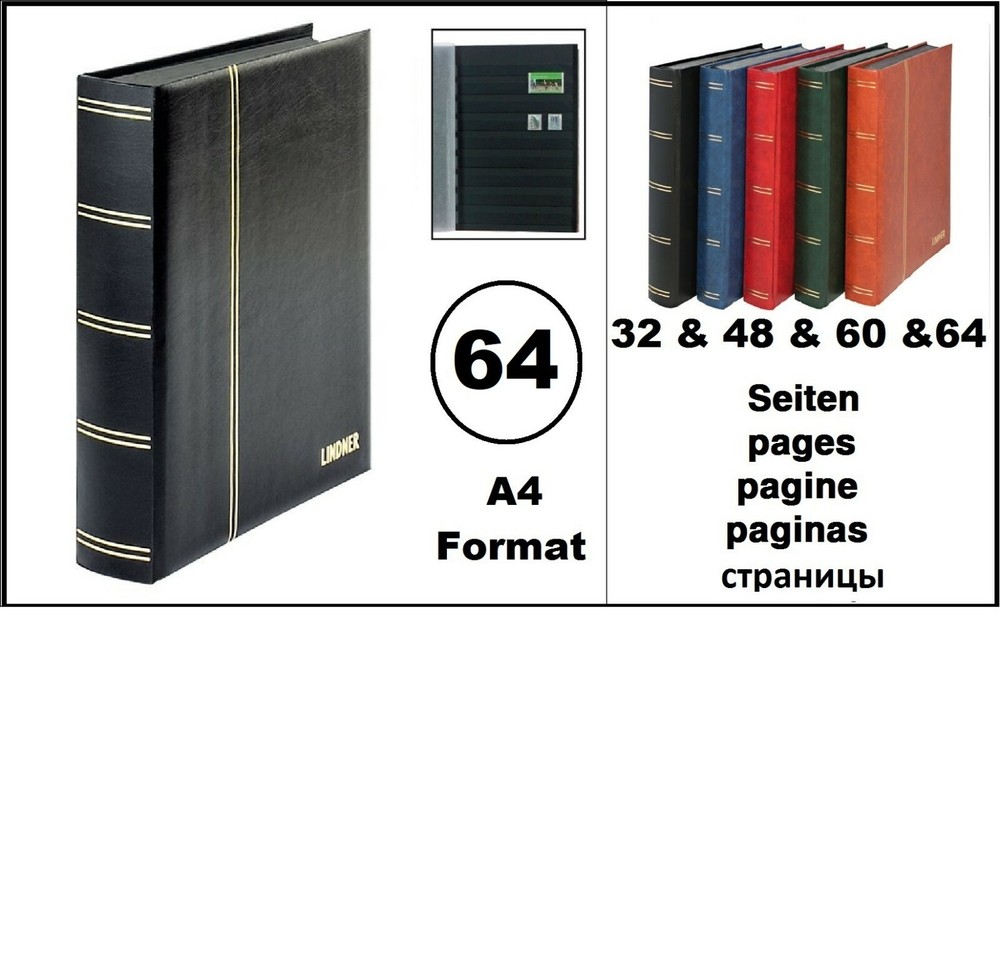 Lindner 1170-S Stamp Album Standard Black 64 Black Pages