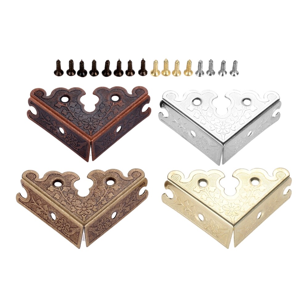 4Pcs 34mm Zinc Alloy Wooden Box Triangle Furniture Corner Decorative Protectors