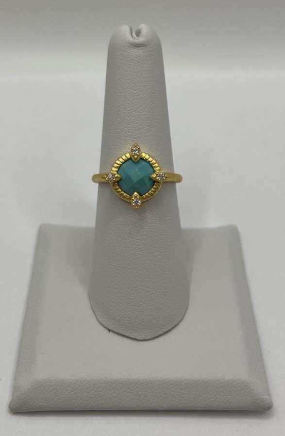 Freida Rothman Amazonian Allure Turquoise Single Stone Cocktail Ring Size 7