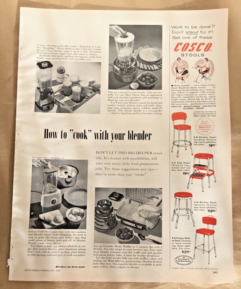 Cosco stools print ad 1956 original vintage 50s retro art home decor furniture