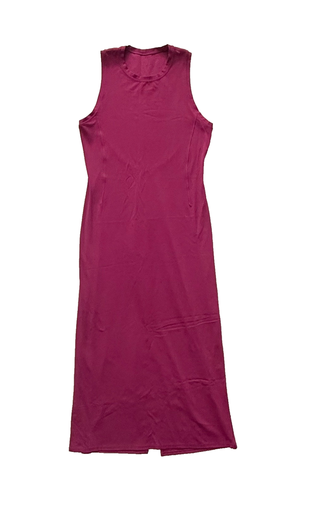 Lululemon Women's Magenta All Aligned Ribbed Midi Casual Athleisure Dress Size M