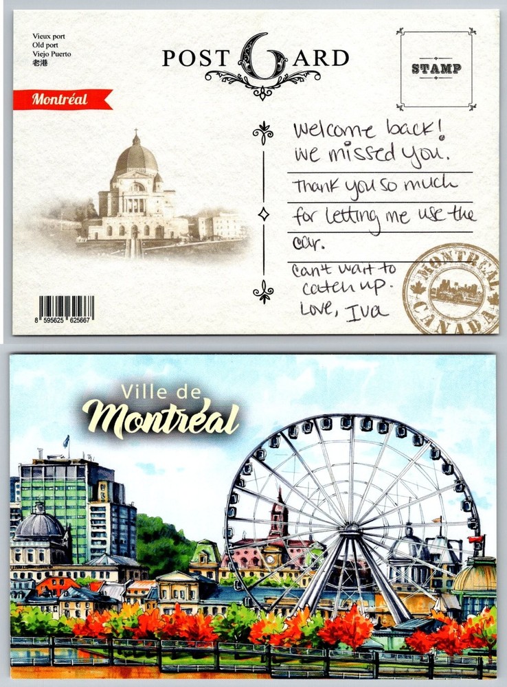 Montreal Postcard Old Port Grande Roue Ferris Wheel St. Joseph's Oratory Canada