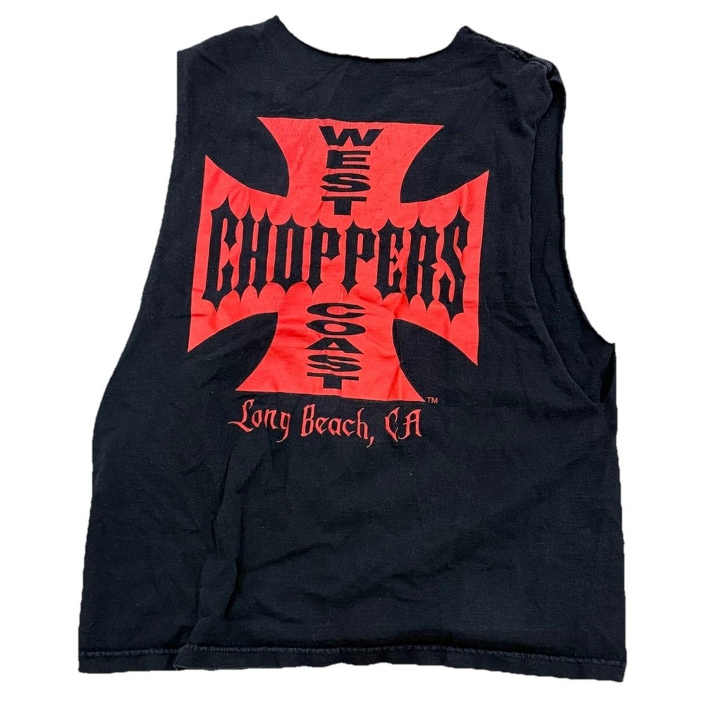 Vintage West Coast Choppers Sleeveless Shirt Men's XL Black Big Logo Biker Tank