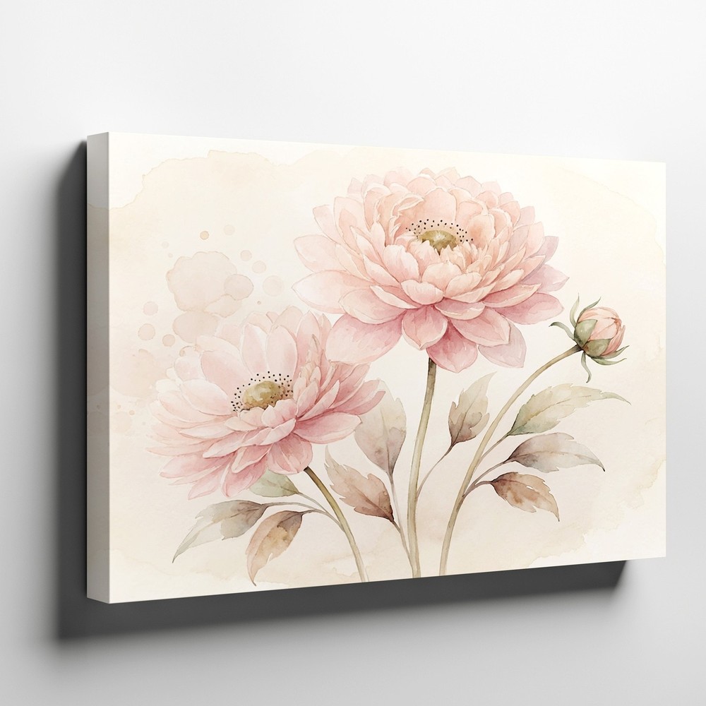 Soft Pink Flower Canvas Wall Art Botanical Floral Print Home Decor Painting