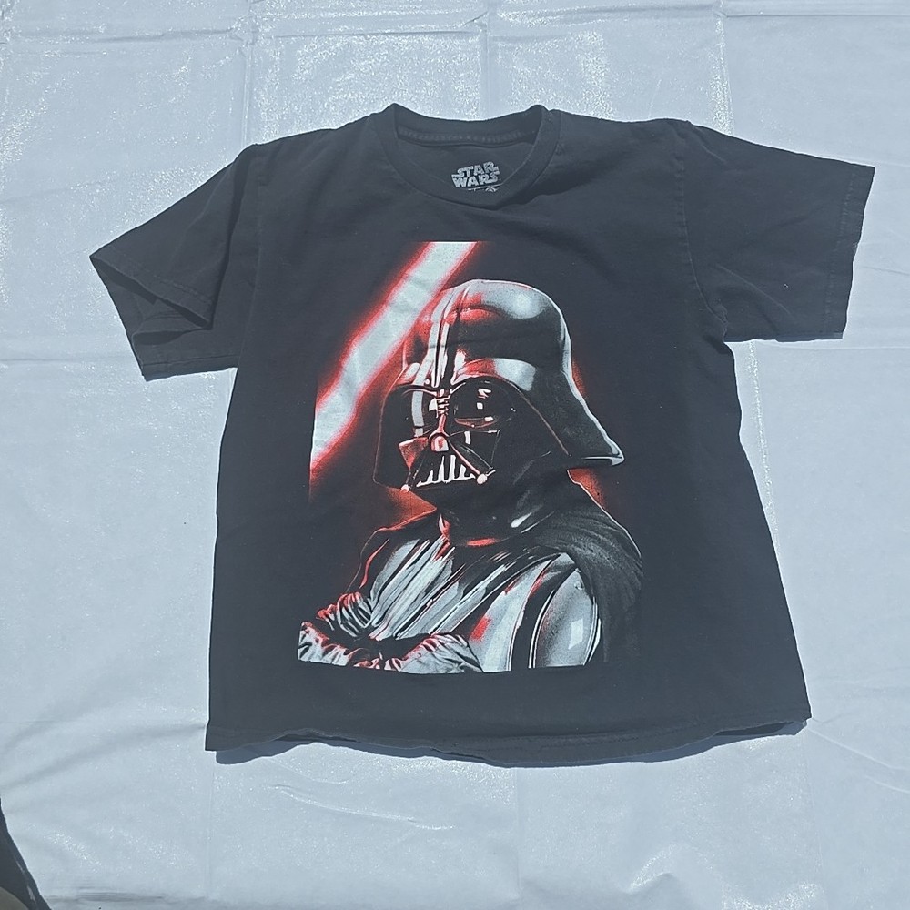 Star Wars Boys T-Shirt - Darth Vader Face Lit by Red Saber Glow