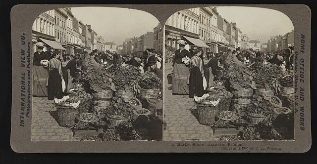 Photo:A market scene, Antwerp, Belgium