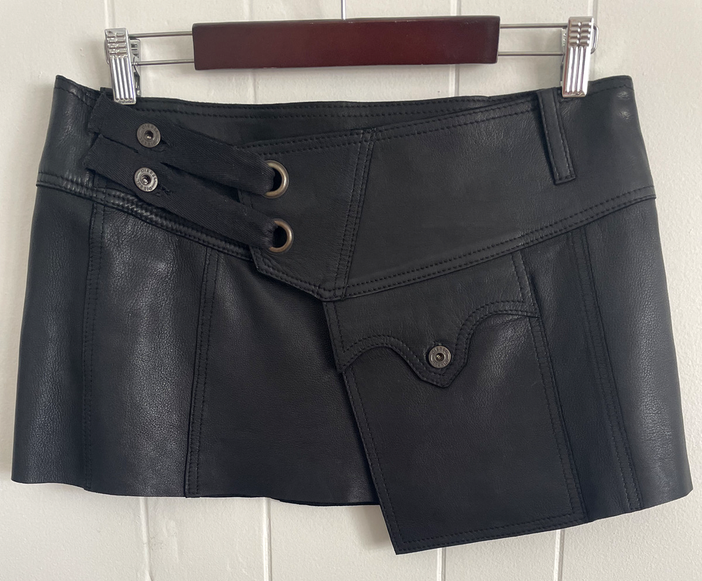 DIESEL Black Leather Mini Skirt Size 29