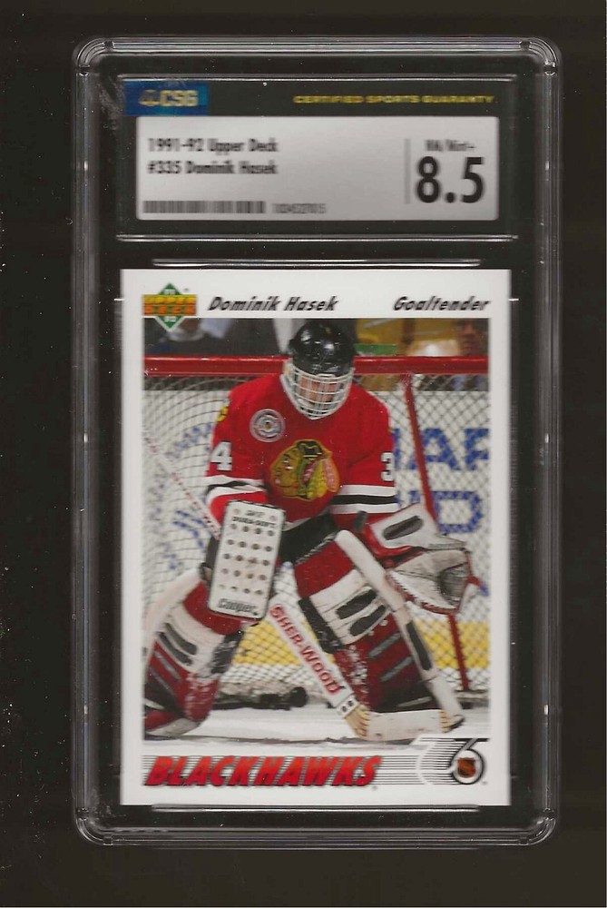 1991-92 Upper Deck #335 Dominik Hasek Rookie RC Blackhawks CSG 8.5 NMMT+