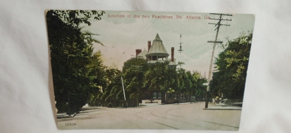 Junction Of The Two Peachtree Streets Atlanta Georgia Antique Postcard 1907