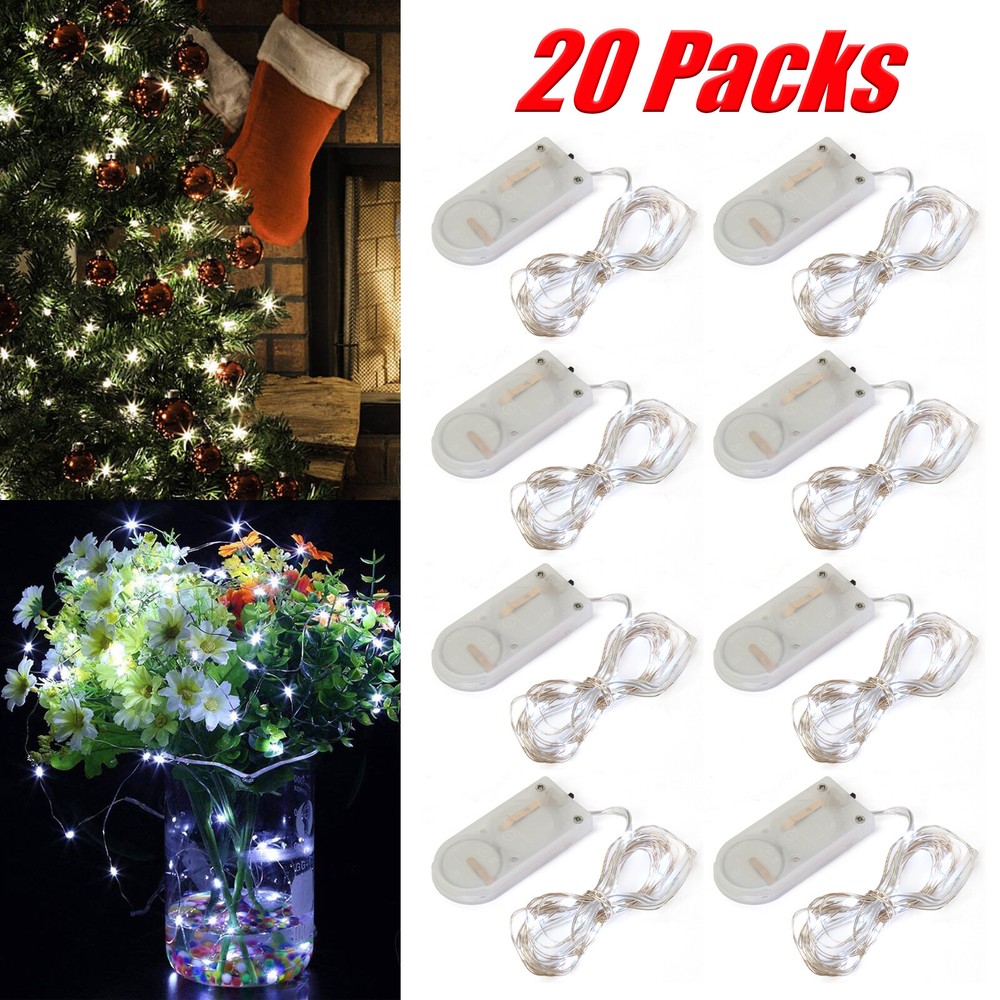 20 Pack 6.6ft 20 LEDs Battery Operated Mini LED Copper Wire String Fairy Lights