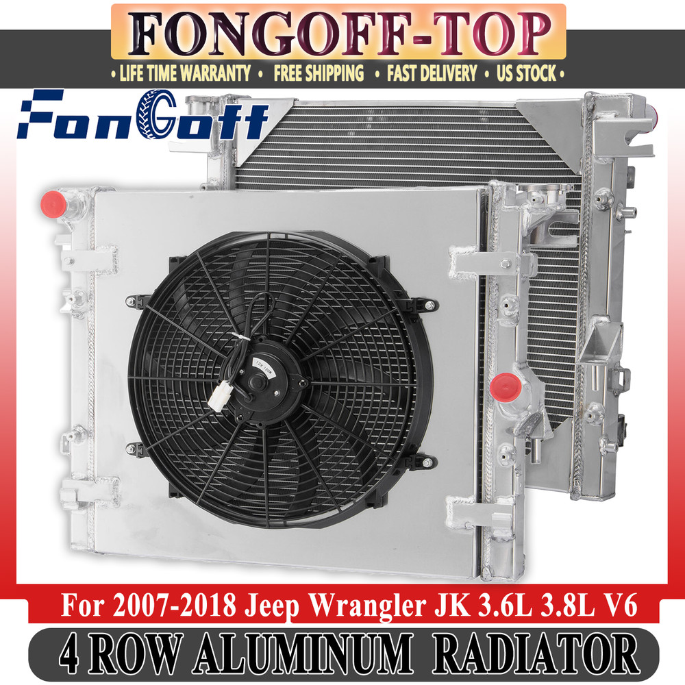 4-Row Aluminum Radiator Shroud Fan For 2007-2018 Jeep Wrangler JK 3.6L 3.8L V6