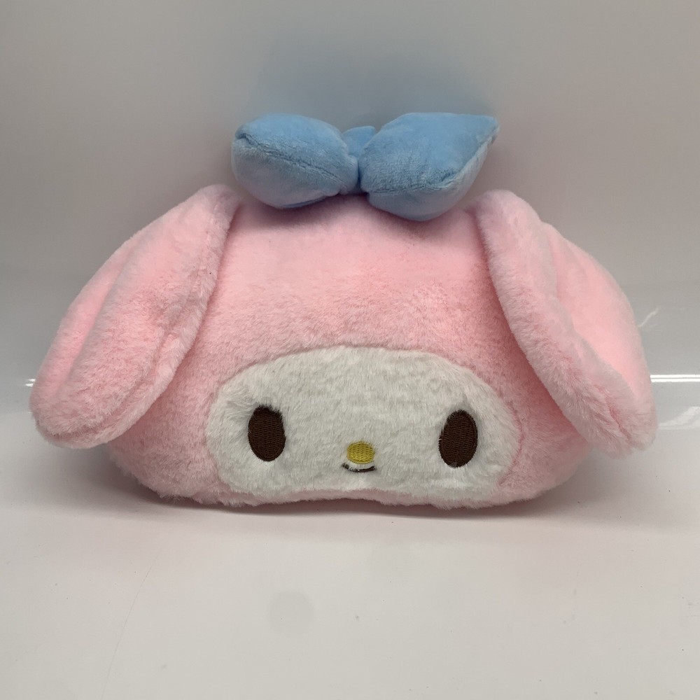 Sanrio My Melody Face Cushion Pillow Plush Stuffed Toy Doll Pink Blue Bow