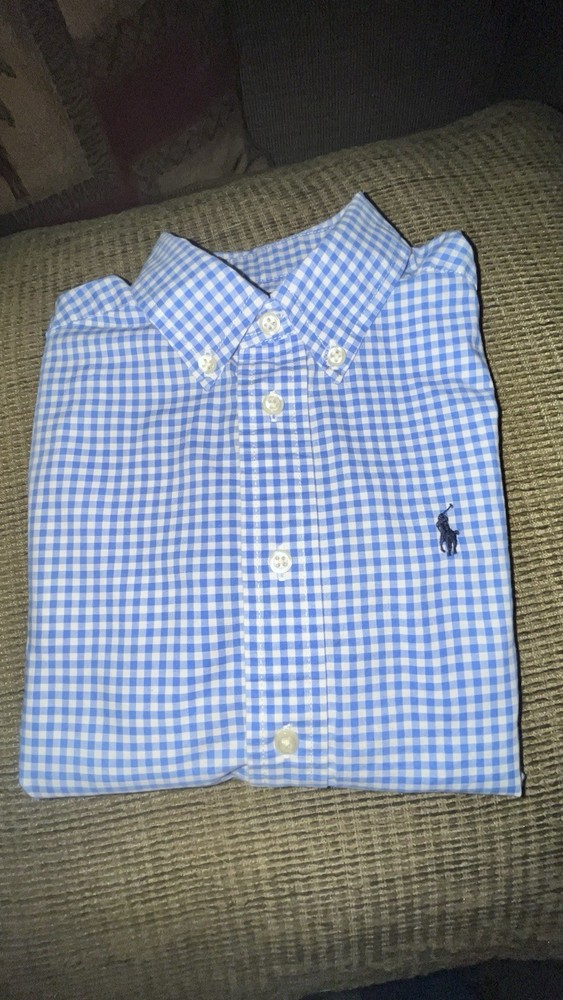 RALPH LAUREN Boys Size 5 Short Sleeve Button Up Shirt Pony  Preowned SEE DESCRIP