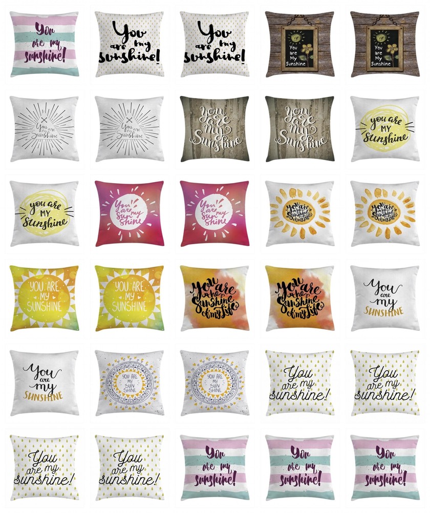 Ambesonne You Are My Sunshine Throw Pillow Covers in 8 Sizes