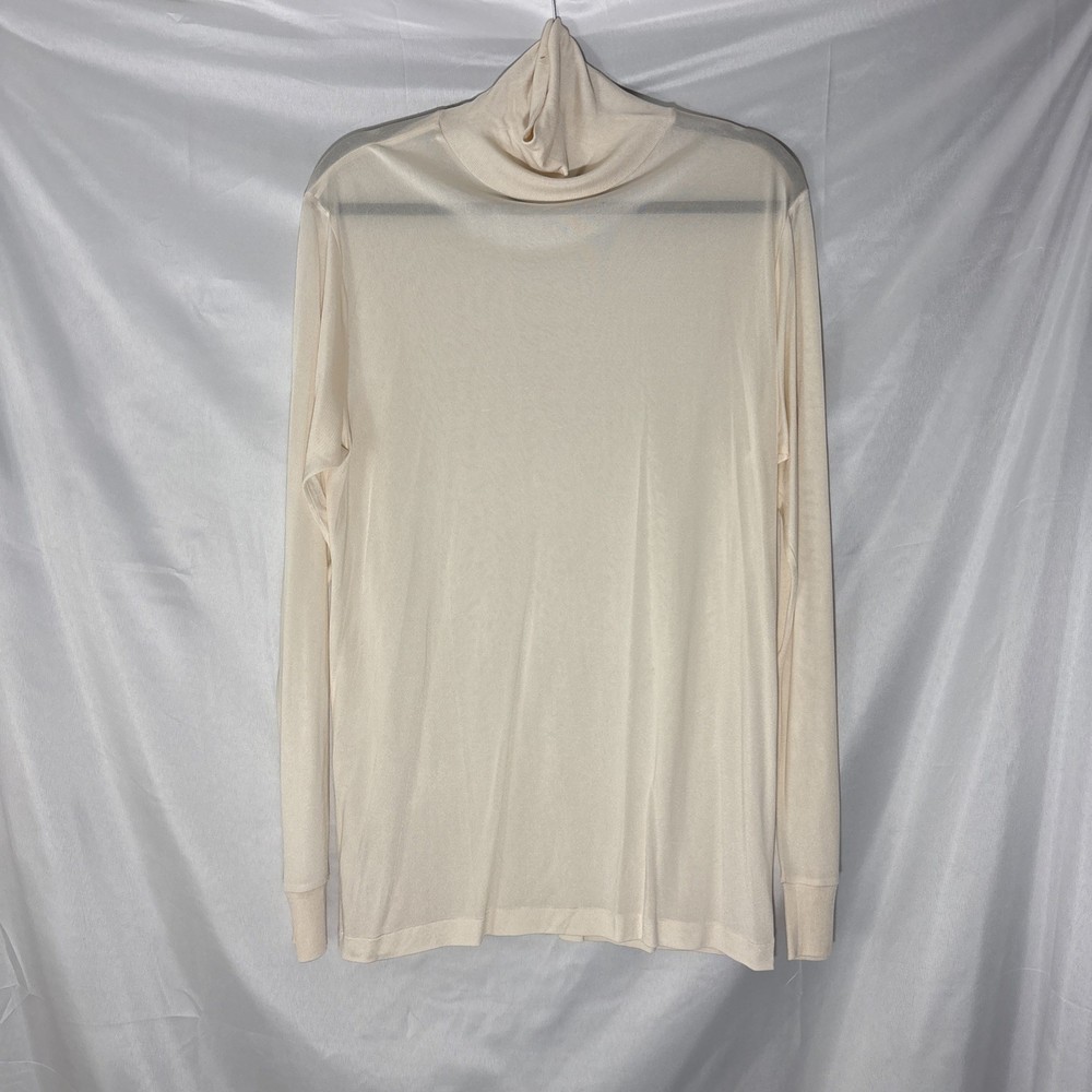 Lands End 100% Silk Base Layer Turtleneck, Men’s Medium, Beige