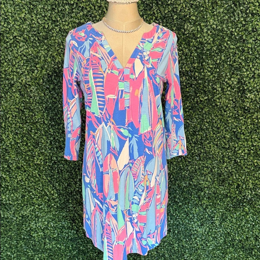 Lilly Pulitzer Colorful Long Sleeve V-Neck Dress