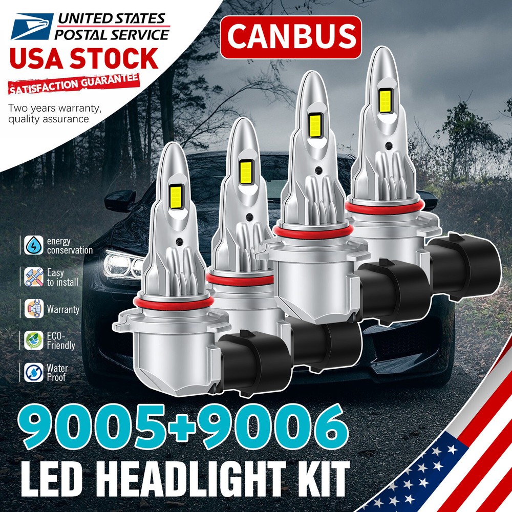 9005 9006 LED Headlight Bulbs 6000K White 20000LM Super Bright Kit