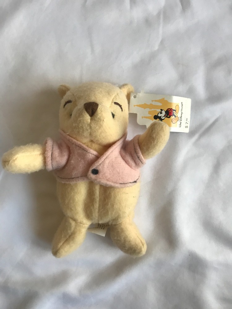 Disney Parks Classic Winnie Pooh Mini Bean Bag Bear 7” W/ All Tags Plush Stuffed