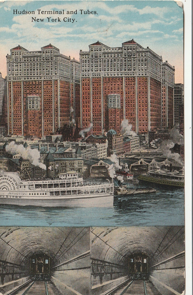 New York City NY, Hudson Terminal And Tubes, Souvenir, Vintage Postcard A 7938