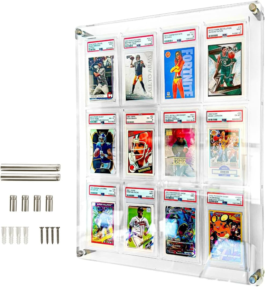 Acrylic Psa Card Slab Display Case - 12 Graded Card Holder Frame for Wall Mount