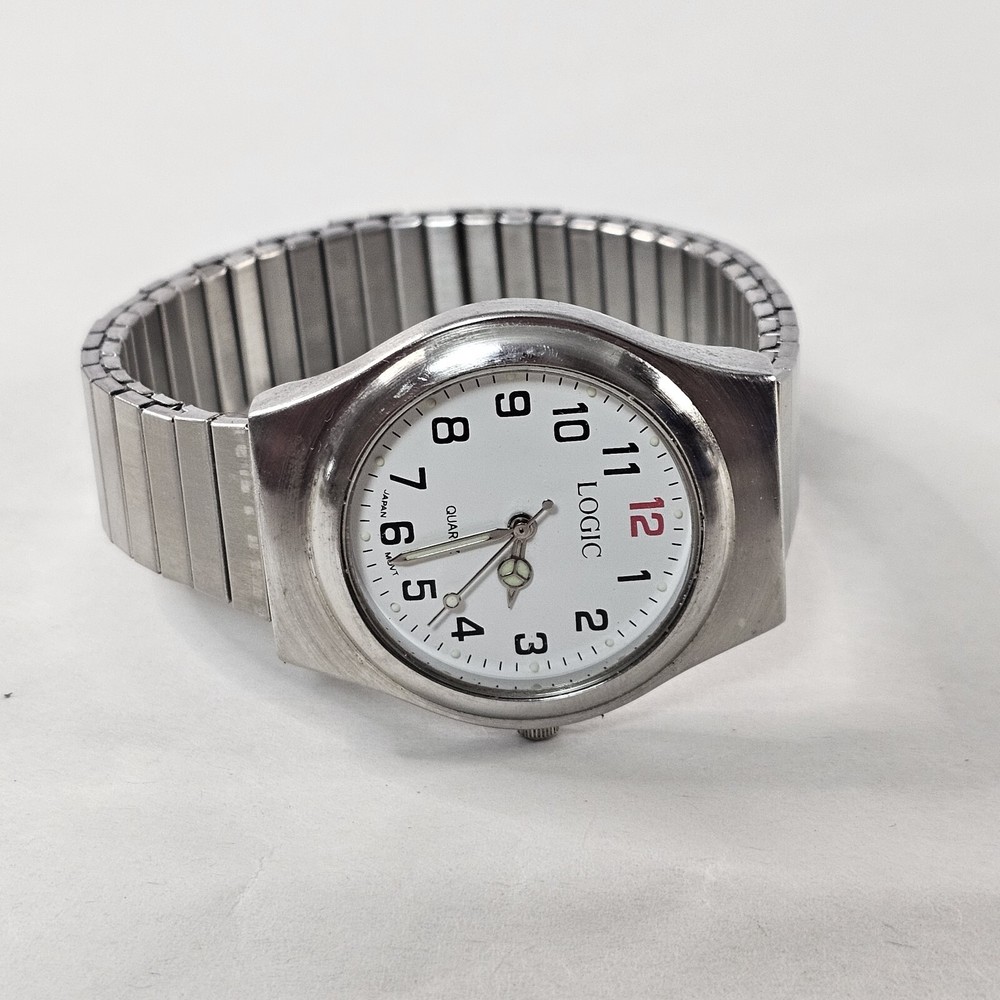 Vintage Logic Mens Wrist Watch Silver Tone Needs Battery Read Description