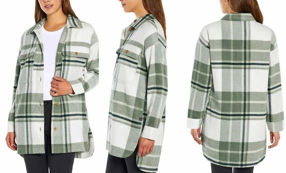 *NWT* Banana Republic Ladies Brushed Flannel Shirt Jacket (Green, LARGE)