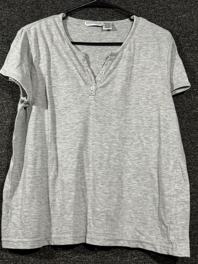 Allyson Whitmore Womens Henley T-Shirt Gray Short Sleeve Size XL