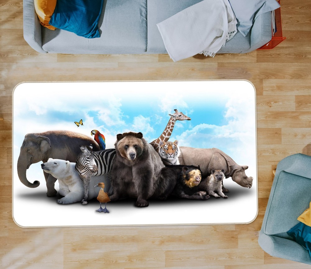 3D Animal Bear Elephant ZHUC763 Game Non Slip Carpet Mat Photo Carpet Amy