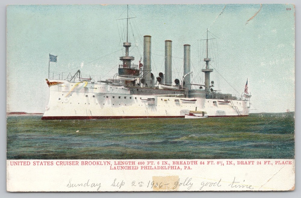 U.S. States Cruiser Brooklyn Pennsylvania PA Postcard C1906 UDB