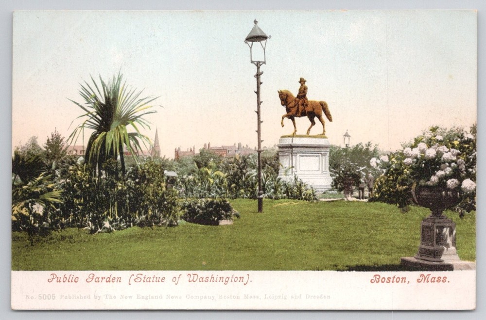 Boston Public Garden Statue of Washington Postcard MA Early 1900s