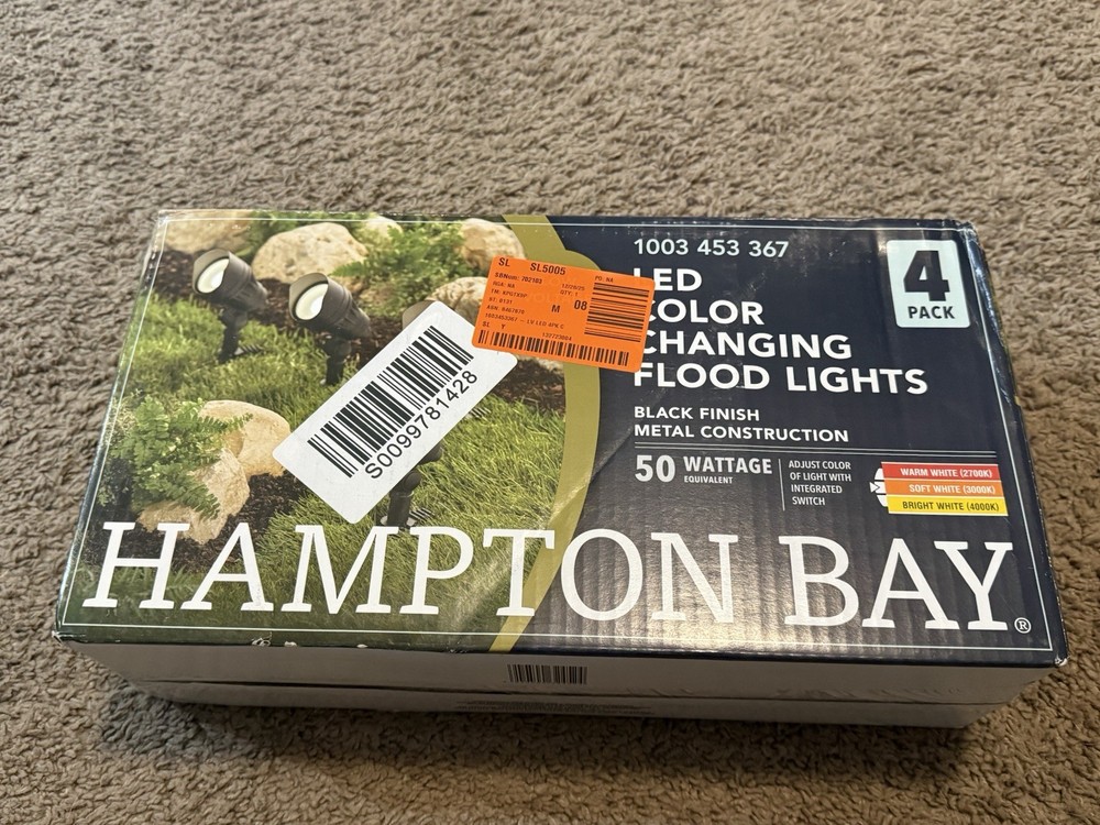 Hampton Bay 390 Lumen Low Voltage Black LED Outdoor Landscape Flood Light 4-Pack