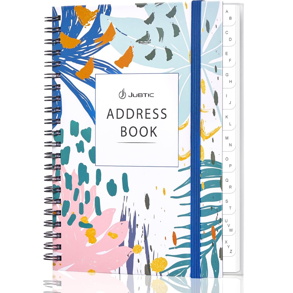 JUBTIC Address and Password Book with Alphabetical Tabs Hardcover Spiral Boun...