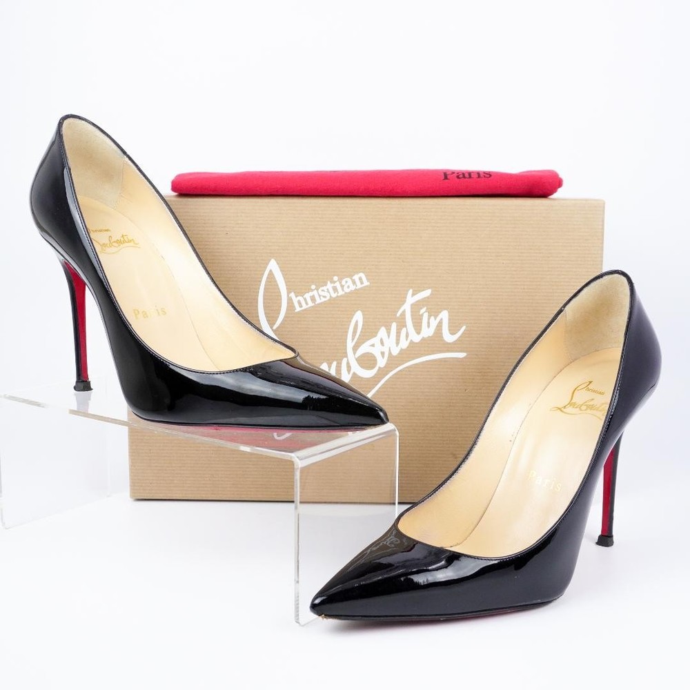 Christian Louboutin Black Pointed Toe Stiletto Heels 23.5cm Pre-owned Box