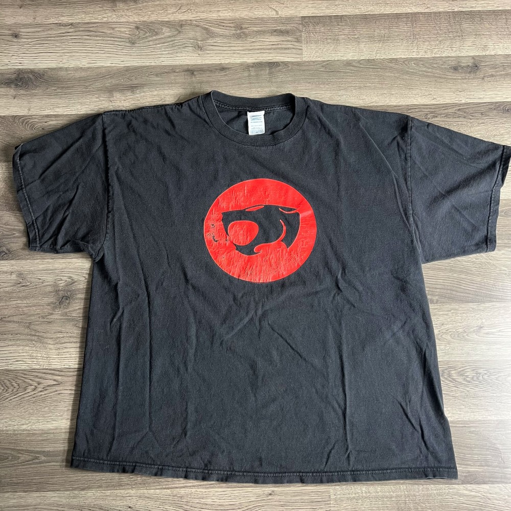 VTG Thundercats T Shirt FIts XL Thunder Cats Graphic Black Tee 2000s Faded Y2K