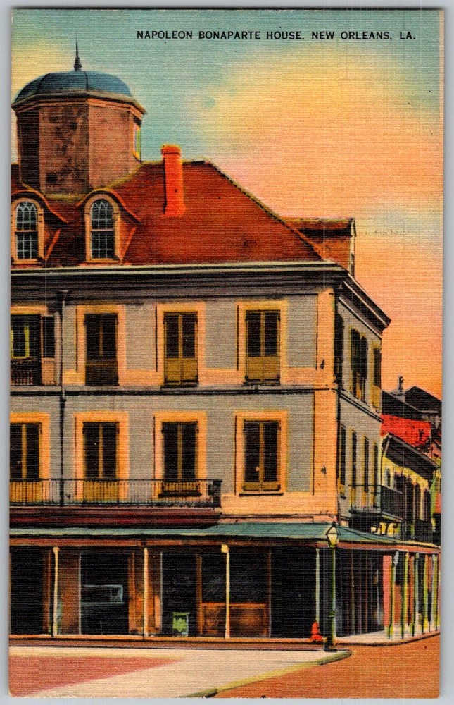 Vtg Linen Postcard Napoleon Bonaparte House New Orleans, LA 1930s