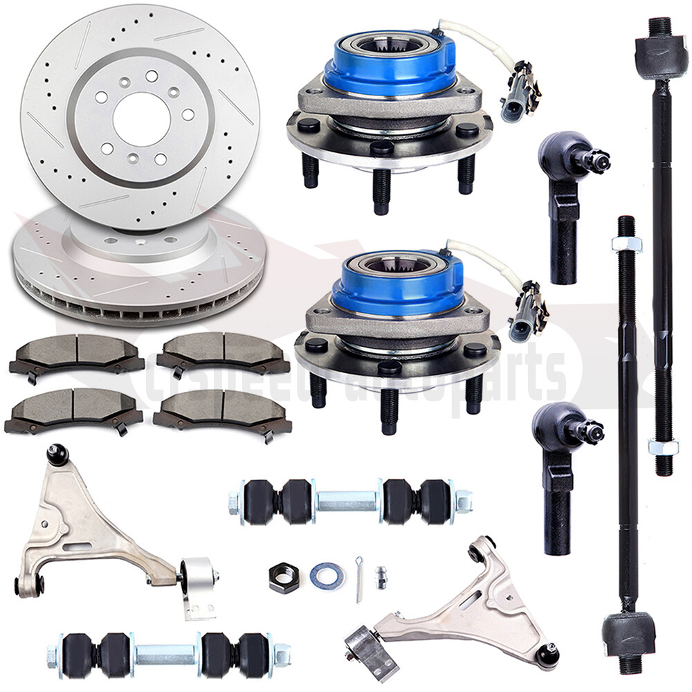 12PCS Buick Lucerne Suspension Kit with Hub Bearings, Rotors & Brake Pads