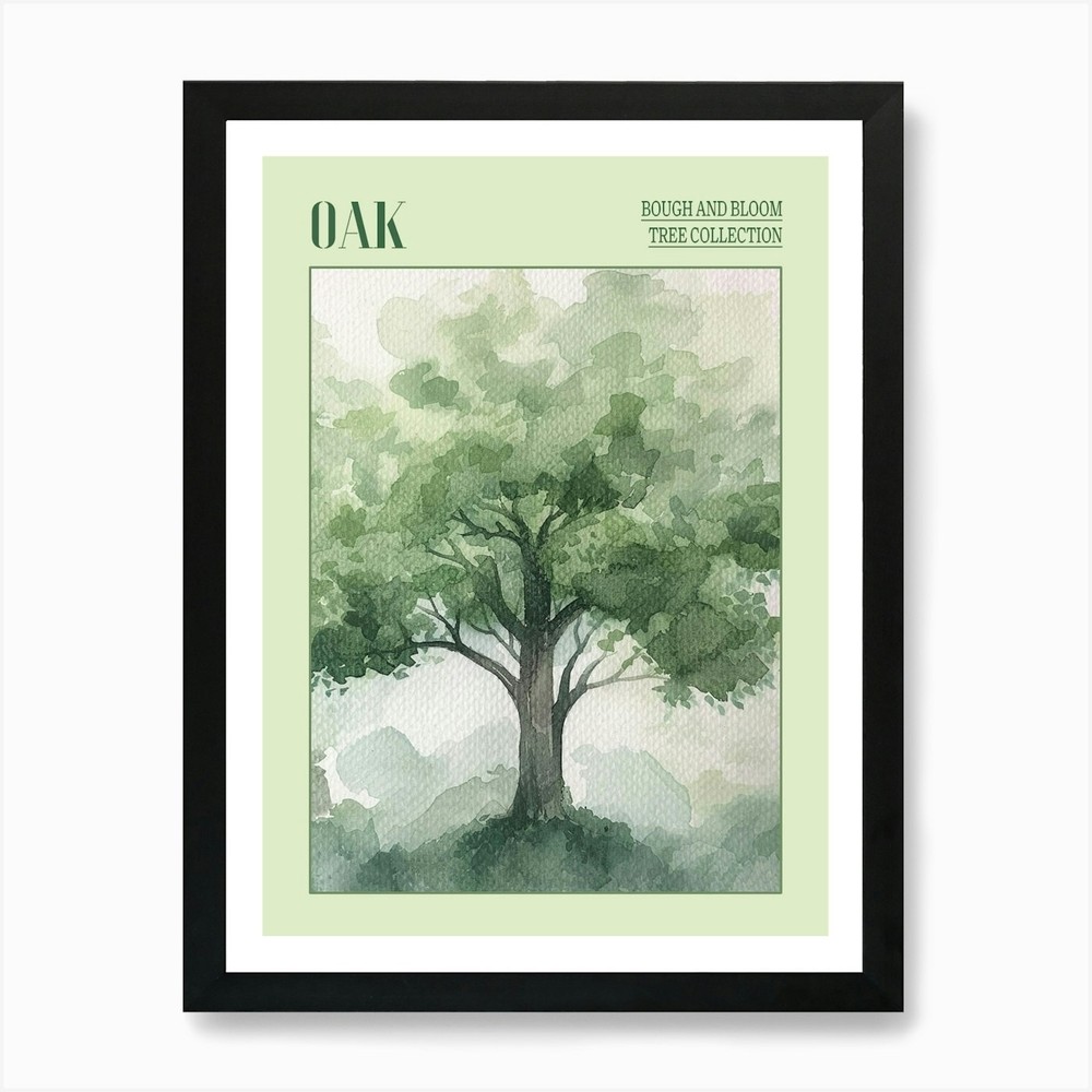 Oak Tree Atmospheric Watercolour Pa Framed Wall Art Poster Canvas Print Picture