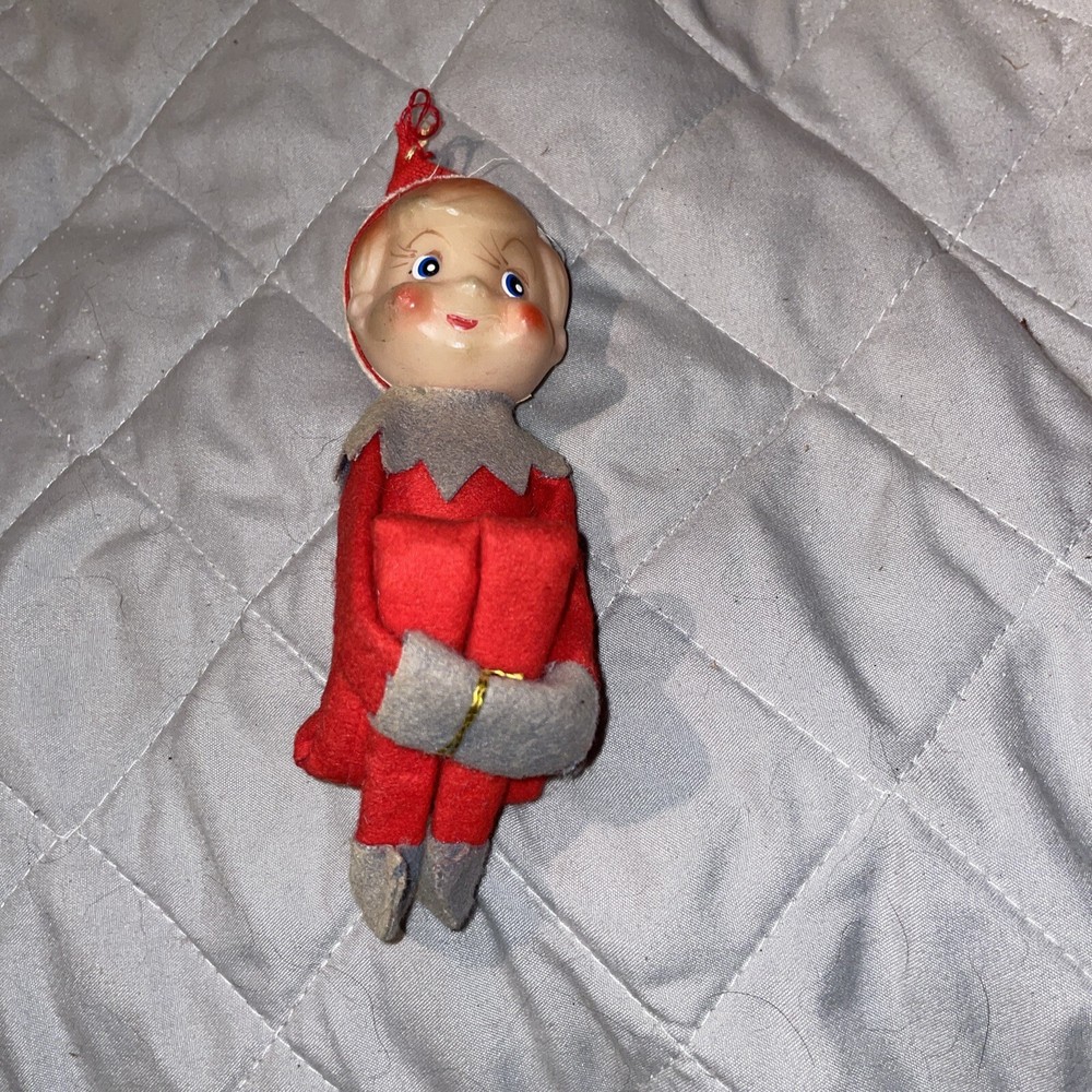 Vintage Knee Hugger Elf Pixie Christmas Ornament 10” Tall