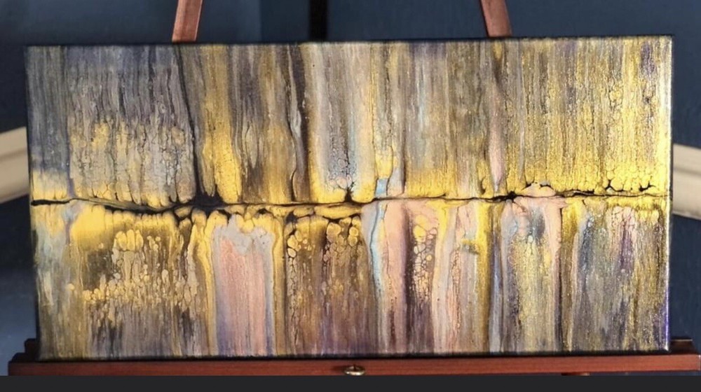 Abstract Art Acrylic Swipe Painting Cells Sealed 10x20  Sealed Canvas Charity-image
