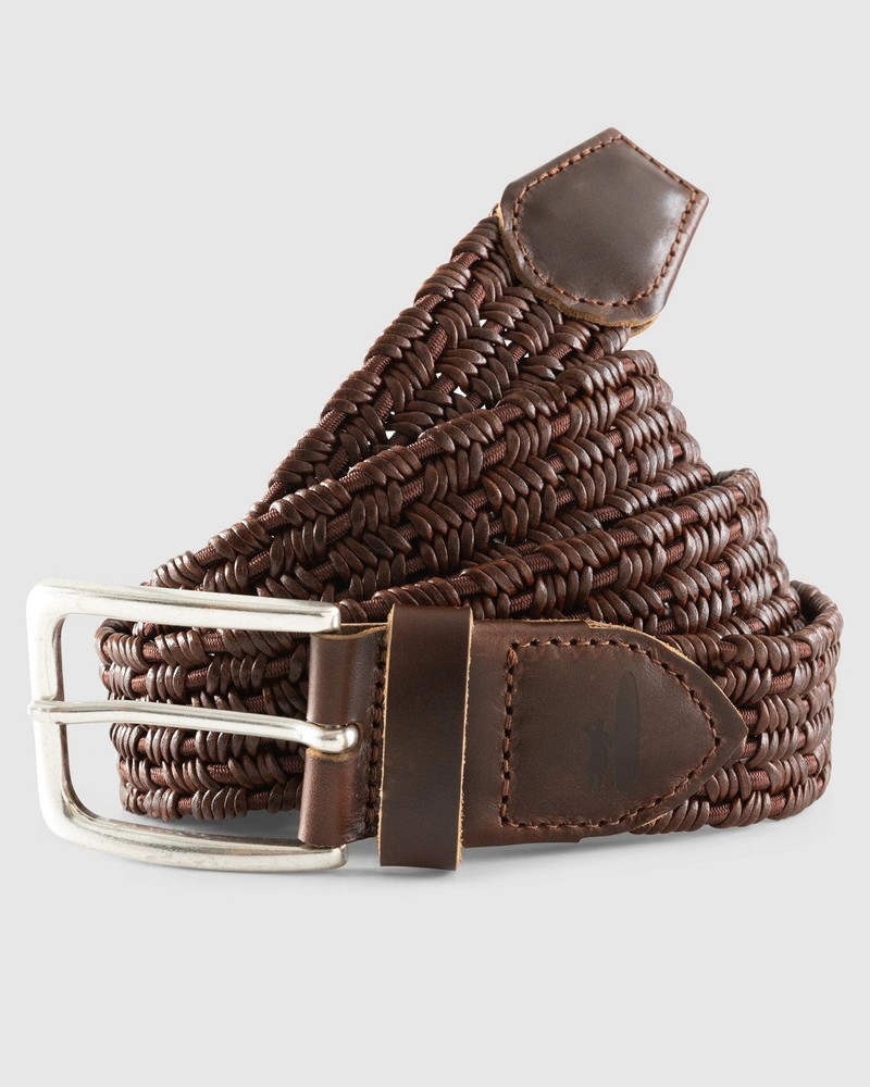 johnnie-O Tessuto Stretch Leather Belt