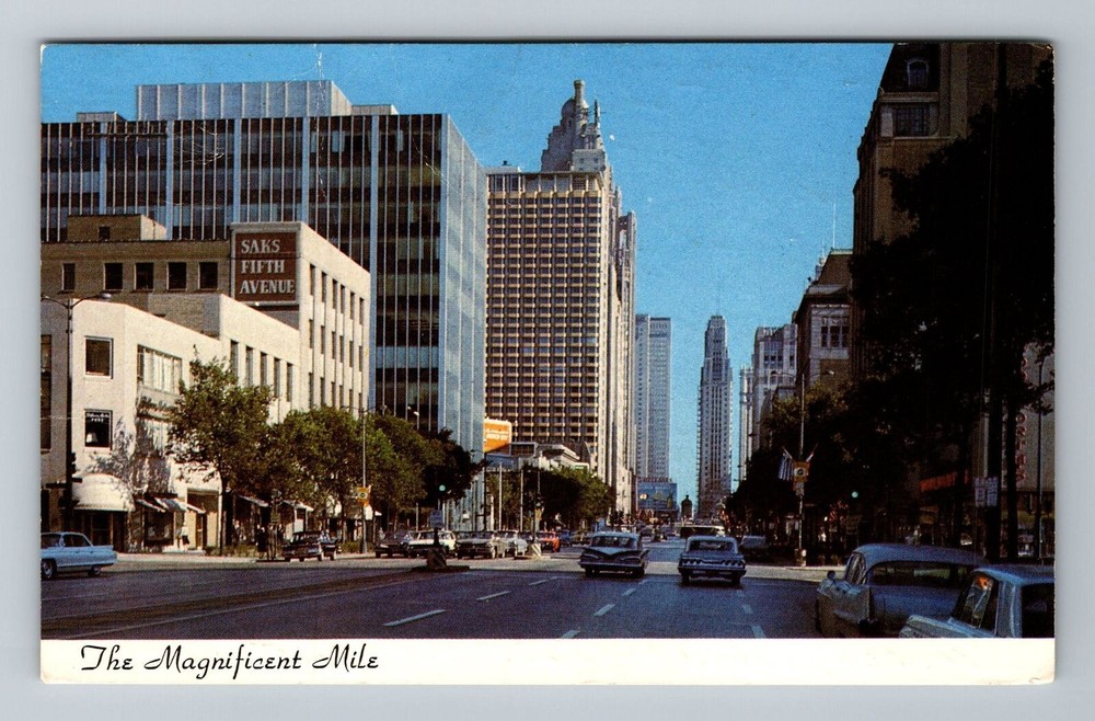 Chicago IL-Illinois, Michigan Avenue Looking South, Vintage Postcard