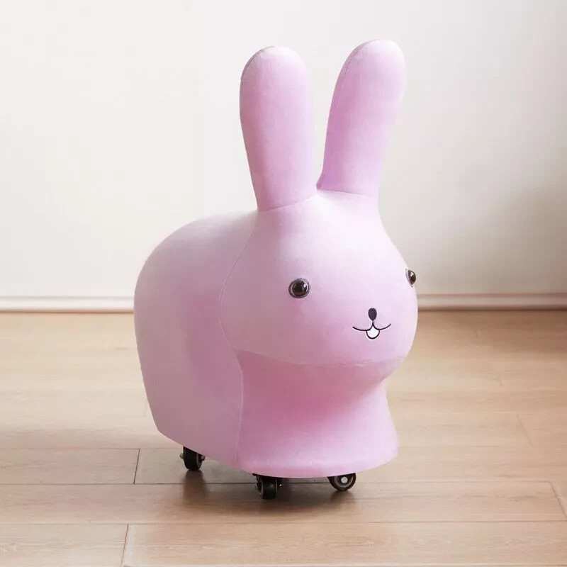 Purple Bunny Rolling Stool Cartoon Footrest Home Decor