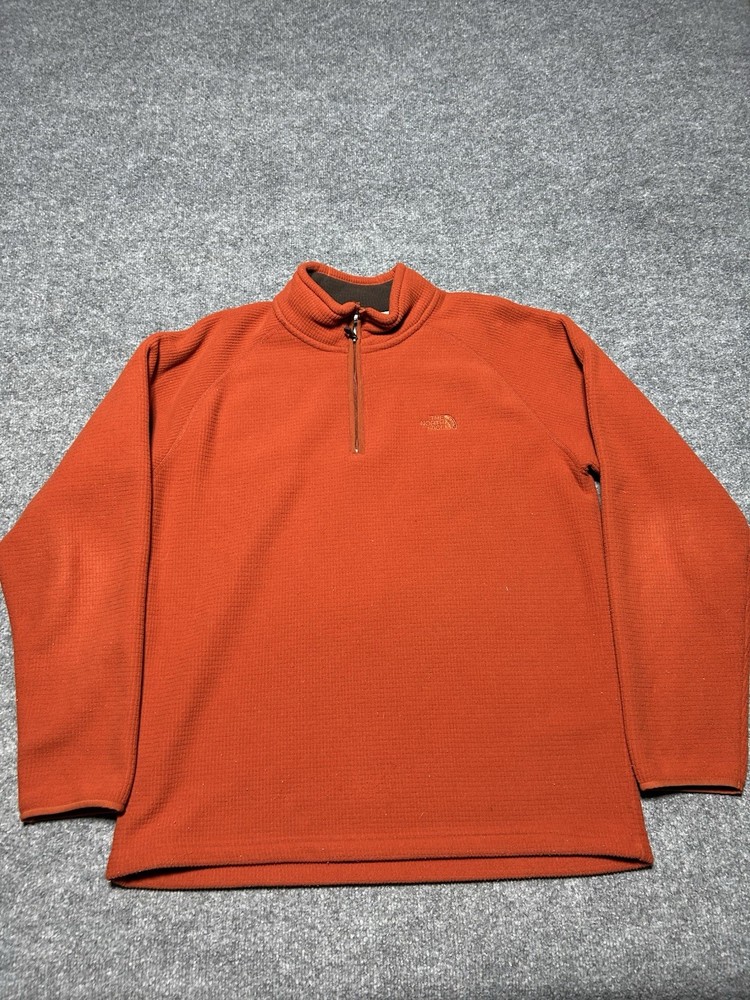 The North Face Sweater Mens L Waffle Knit Fleece Lined Quarter Zip Pullover