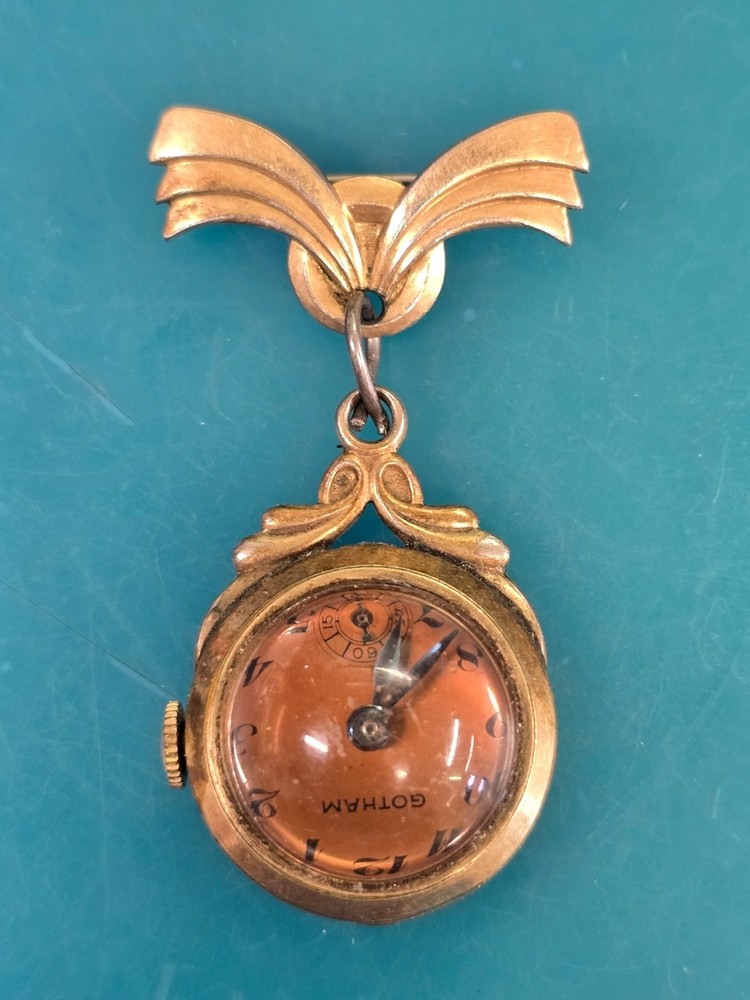 Vintage Gotham XOMP 7j 10k Rolled Gold Brooch Watch - Watchmaker / PJs