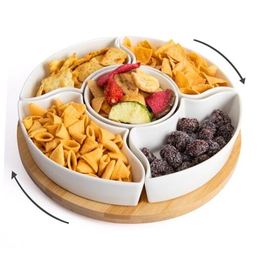 11-inch Rotatable Divided Serving Tray with Platters