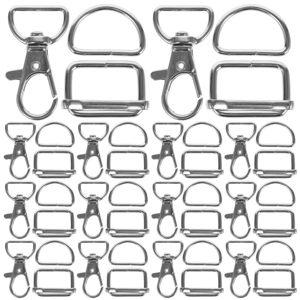 25 Pcs Rotating D-Ring Hooks for Bags Purses Hardware Rivets  