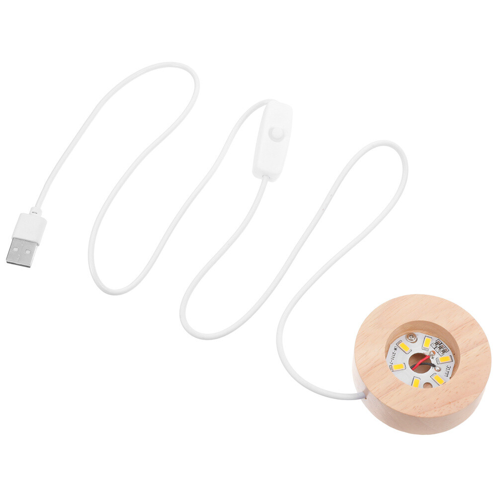 Wooden LED Light Base for Crystal Ball Round Display Stand with Illumination  